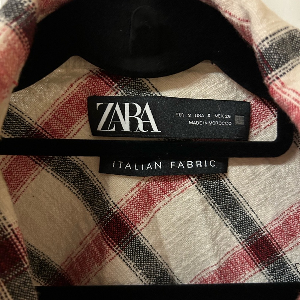 Zara Women's Plaid Utility Jacket - Red, Black, Cream - Picture 3 of 6